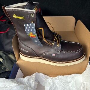 THOROGOOD 8” BRIAR PITSTOP 1957 SERIES Brown Leather Work Boots with Moc Toe